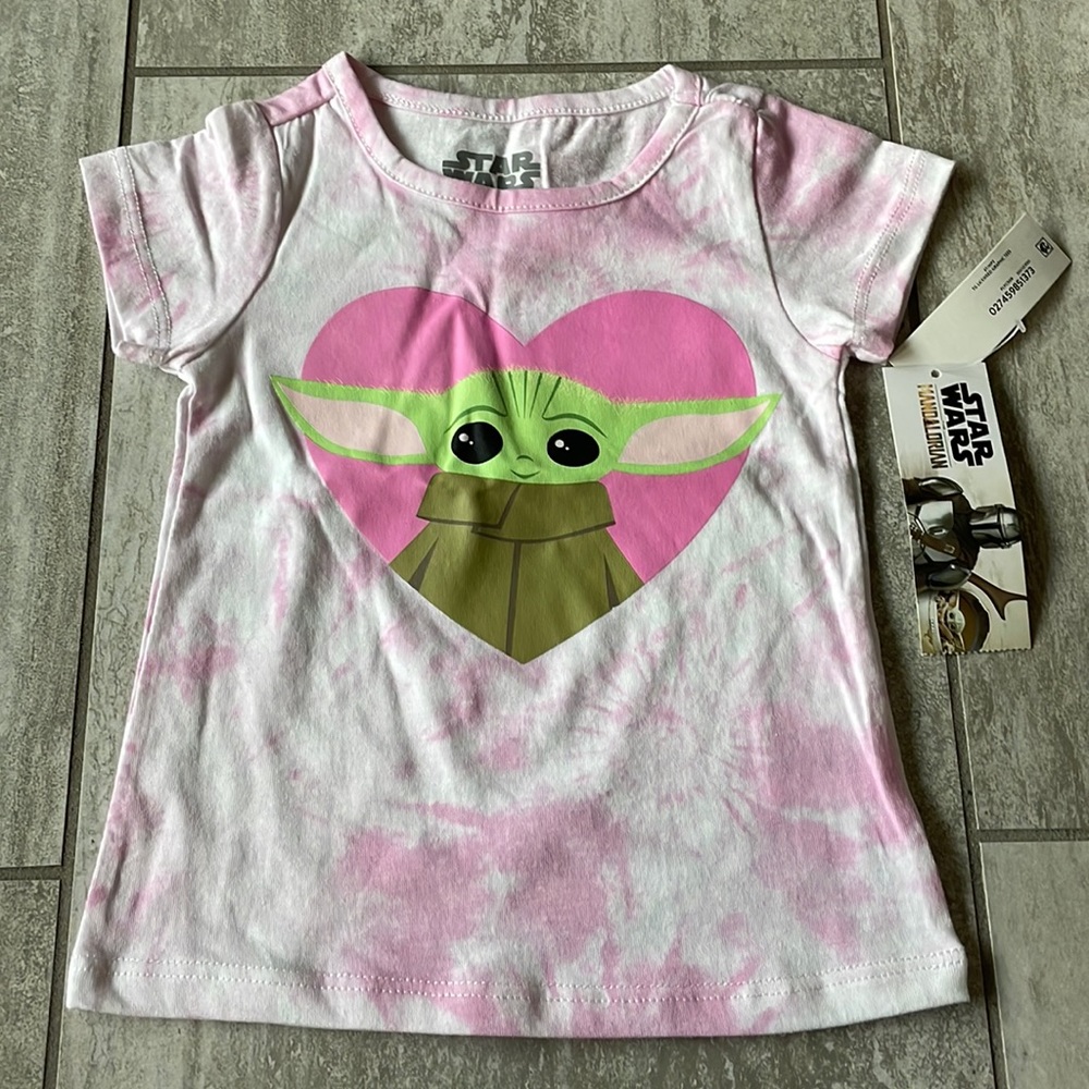 Star Wars Tie Dye Pink Baby Yoda Print Short sleeve Top for 2T Girl